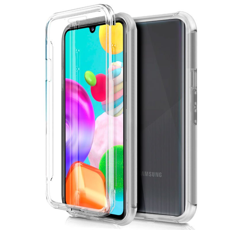 Capa de silicone 3D para Samsung A415 Galaxy A41 (frente e verso transparentes)