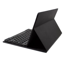 Carregar imagem no visualizador da galeria, Capa universal para tablet em couro preto liso com teclado Bluetooth 9 - 10,1 polegadas
