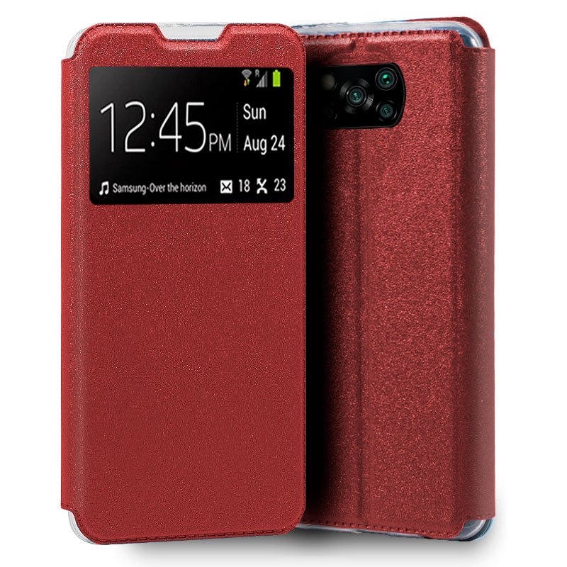 Xiaomi Pocophone X3 Flip Cover Plain Red