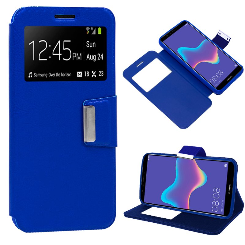 Capa Flip Cover Huawei Y9 (2018) Liso Azul