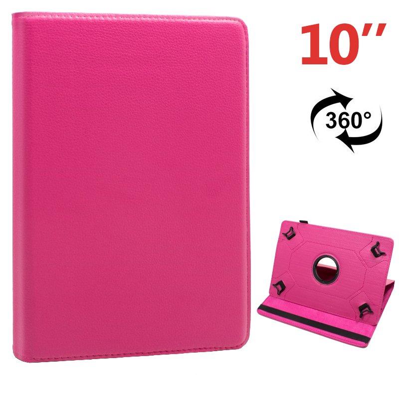 Funda Ebook Tablet 10 pulgadas Polipiel Giratoria Rosa