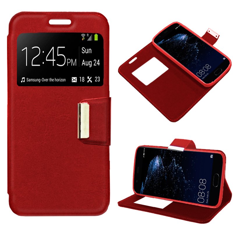 Funda Flip Cover Huawei P10 Plus Liso Rojo